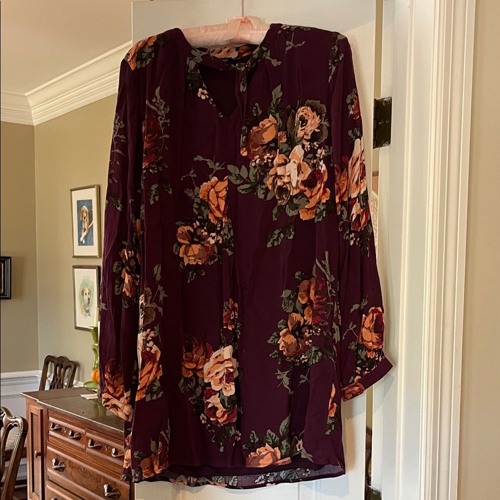 Blu Pepper Floral Women's Dress - Deep Purple and Orange